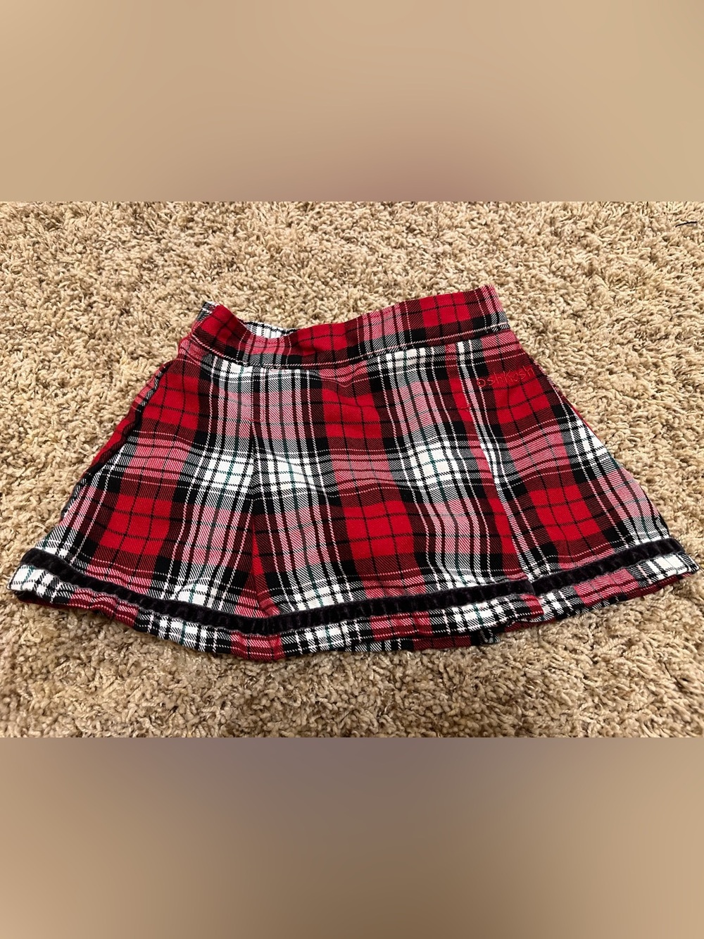 OshKosh B'gosh Red Black White Plaid Mini Skirt